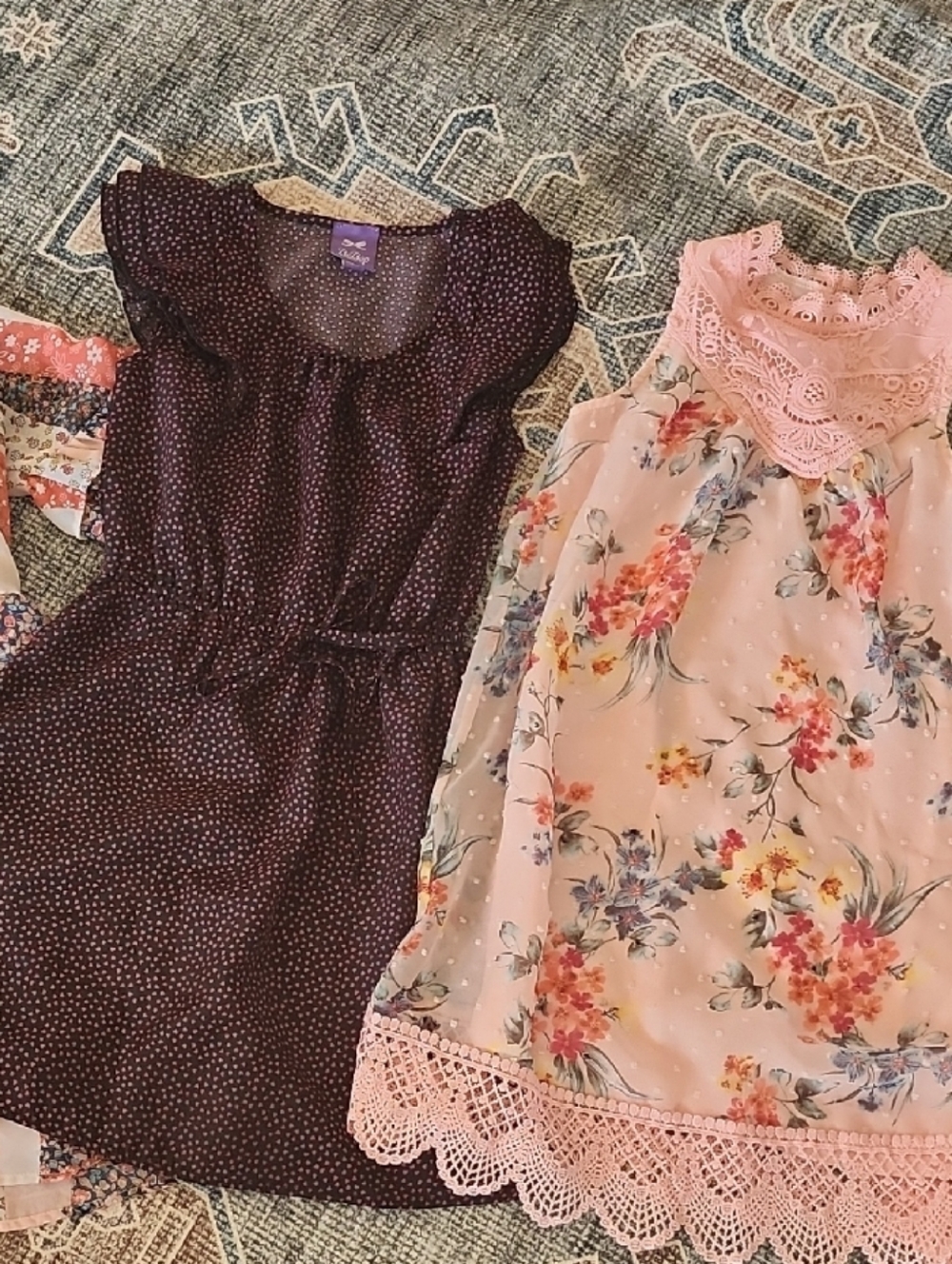 Heart Polka Dot and Pink Floral Dress Set